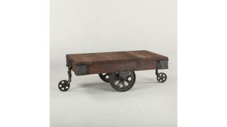 Vintage Antique Industrial Steel Metal Factory Cart Coffee Table Caster Wheels 12