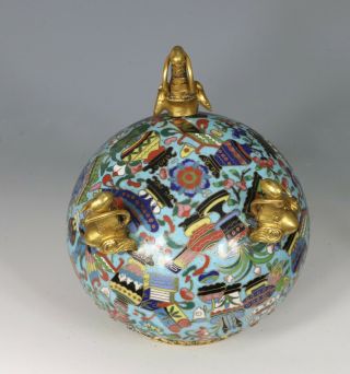 Chinese Cloisonne and Gilt Bronze Censer and Cover 19thC 9