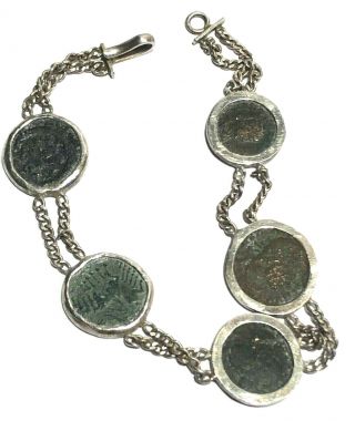 Vintage Artisan Ancient Roman Coin Clasp Bracelet