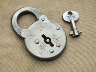 Vintage Steel Padlock With Key 6 Lever By Union