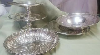Five Solid Sterling Silver Bowls/trays.  1892 Gm.  Ex.  Not Scrap