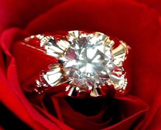 1.  48ct Natural Champagne Diamond 10k Rose Gold Art Deco Antique Ring Size 8.  5