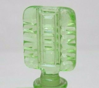Antique Handmade Green Crystal Glass Perfume Bottle 1900 ' s Retro Deco Art Women 3