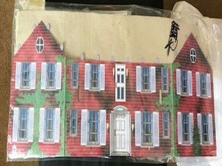 Vintage Marx Colonial Tin Building W/flags Chimneys
