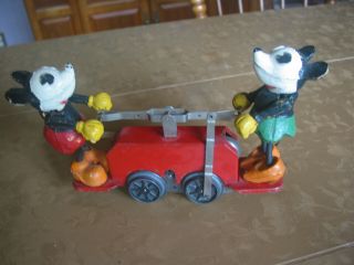 RARE 1930s Vintage LIONEL Train 1100 MICKEY MOUSE Wind - Up Hand Car toy 2