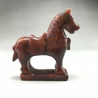 Chinese Natural Jade Pure Hand - Carved Horse Sculpture.