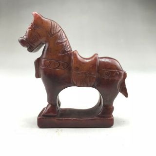 Chinese natural jade pure hand - carved horse sculpture. 3