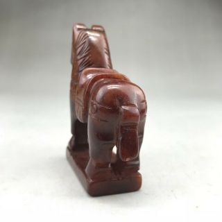 Chinese natural jade pure hand - carved horse sculpture. 4