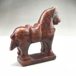 Chinese natural jade pure hand - carved horse sculpture. 5