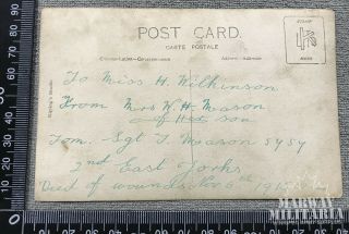 British Postcard,  East Yorks Soldier,  Identified,  Killed 1915 (16749) 3