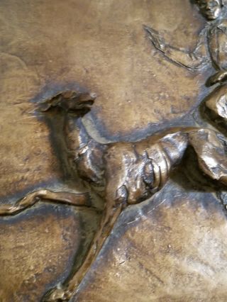 Bronze Relief Plaque - Sculpture of Two Boys Riding Penny - Farthing Bikes. 2