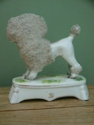 19thc PORCELAIN DRESDEN FIGURE OF A POODLE CARRYING FLOWER BASKET 5