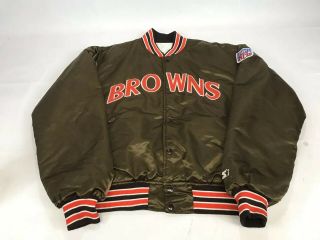 Vintage Cleveland Browns Nfl Proline Satin Starter Snap Button Jacket Size Xl