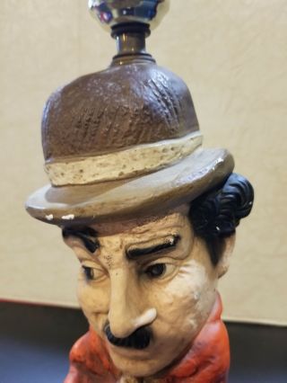 Vintage Charlie Chaplin hand painted Chalkware Statue Lamp 2