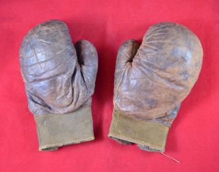 German Wwii German Young Organization Leather Boxing Gloves Rare War Relic