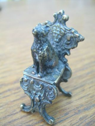 Unusual Miniature European Vienna Bronze Of A Regal Cat Sat Upon A Throne