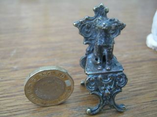 Unusual Miniature European Vienna Bronze Of A Regal Cat Sat Upon A Throne 5
