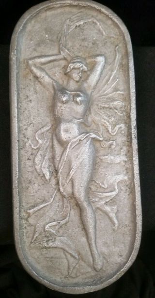 Art Deco Aluminum Figural Nude Lady Old Trinket Dish.  /change Tray