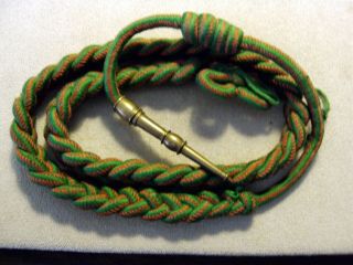Wwi Us Army Fourragere For The Croix De Guerre Wool Shoulder Cord Brass Tip