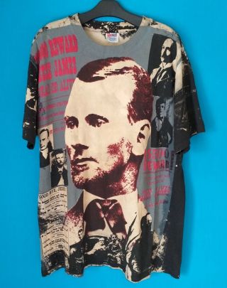 Extremely Rare Vintage 90s Jesse James Civil War Rebel Punk Mosquitohead T - Shirt