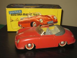 Vintage Red Distler Electromatic 7500 Porsche Convertible Germany Box Key Fob
