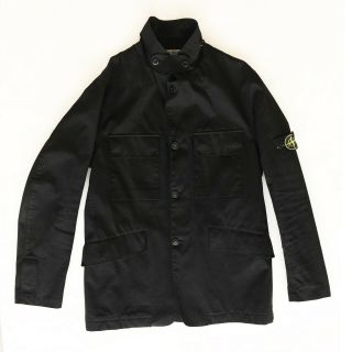 Authentic Stone Island Raso Gommato Black Coat Jacket Vintage Style Size Large L