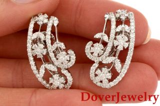 Estate 4.  08ct Diamond 18k White Gold Floral Earrings 13.  7 Grams Nr