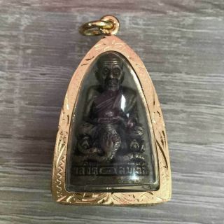 Thai Amulet Buddhist Legend Lp Thuad Brass Statue Vintage Pendant Sacred Lucky