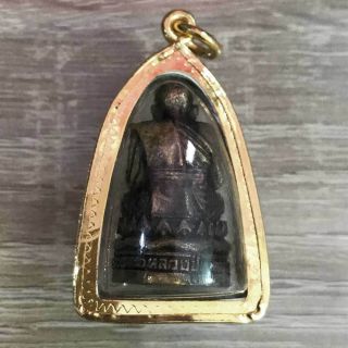Thai Amulet Buddhist Legend LP Thuad Brass Statue Vintage Pendant Sacred Lucky 2