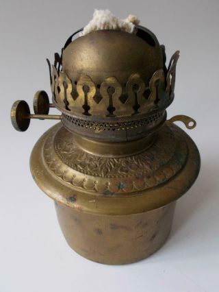 Brass Burner Pot Font 19th C Banquet Parlor Gwtw Oil Kerosese Lamp Double Wicks