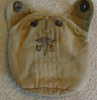 Us Army World War Ii Canteen Cover W/ Medical Marking,  1942 - 1945