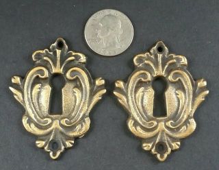 2 Rare Antique Style French Eschutcheons Key Hole Covers 2 1/4 " Jewelry Part E9