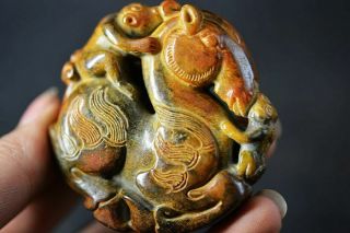 Exquisite Chinese Old Jade Carved Horse/monkey Lucky Pendant J1