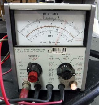Vintage Hewlett Packard 410c Voltmeter With Leads And Power Cable