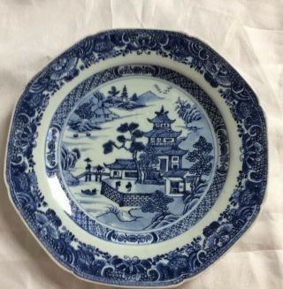 Antique Late 18th Century,  Chinese Export Porcelain Plate,  Hand Painted Blue/white