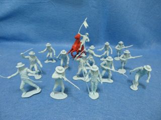 Marx Zorro Or Alamo Playset Mexican Soldiers X14 Light Blue,  Horse