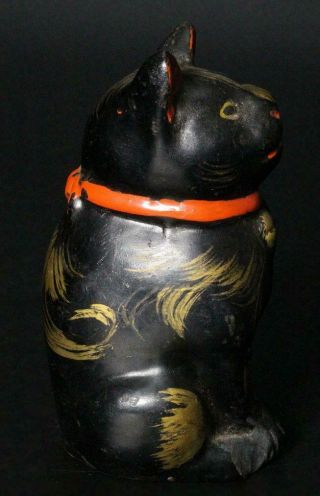 SMN23 Japanese Ceramic Maneki Neko Vintage Pottery cat ornament early Showa era 4