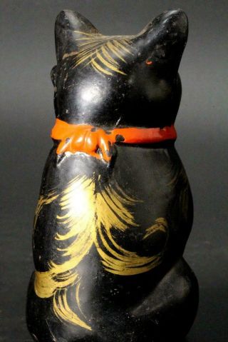 SMN23 Japanese Ceramic Maneki Neko Vintage Pottery cat ornament early Showa era 5
