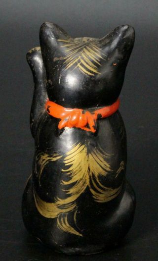SMN23 Japanese Ceramic Maneki Neko Vintage Pottery cat ornament early Showa era 6