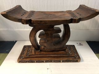 Vintage Ashanti Hand Carved African Stool.  Measures 20 X 10 X 15