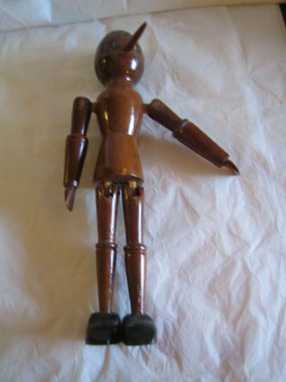 Vintage Old Large Size Wooden Pinocchio Doll - Hand Carved 15 "
