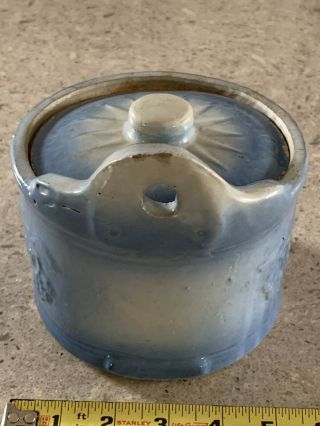 Vintage Stoneware/Crock Salt Bowl W/ Cover 3