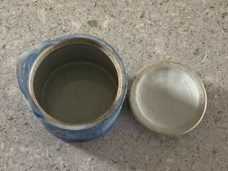 Vintage Stoneware/Crock Salt Bowl W/ Cover 5