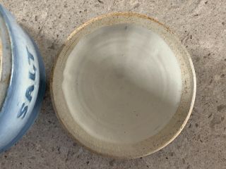 Vintage Stoneware/Crock Salt Bowl W/ Cover 7