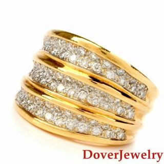 Estate 4.  12cts Diamond 18k Yellow Gold Wide Cocktail Cluster Ring 21.  7 Grams Nr