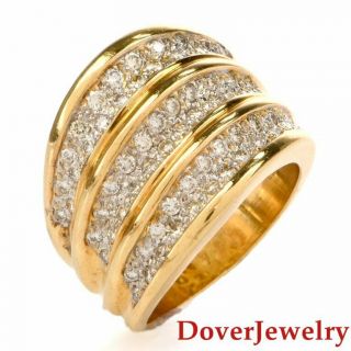 Estate 4.  12cts Diamond 18K Yellow Gold Wide Cocktail Cluster Ring 21.  7 Grams NR 2