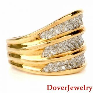 Estate 4.  12cts Diamond 18K Yellow Gold Wide Cocktail Cluster Ring 21.  7 Grams NR 4