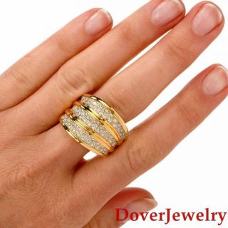 Estate 4.  12cts Diamond 18K Yellow Gold Wide Cocktail Cluster Ring 21.  7 Grams NR 6