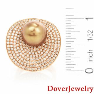 Estate Diamond Brown Pearl 18K Yellow Gold Cluster Cocktail Ring 15.  0 Grams NR 4