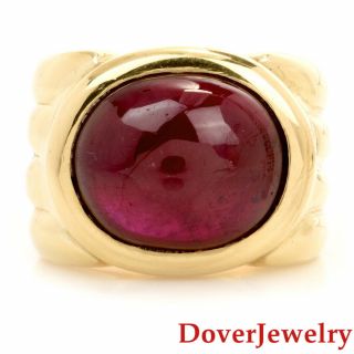 Estate 15.  00ct Cabochon Ruby 18k Yellow Gold Cocktail Ring 29.  9 Grams Nr